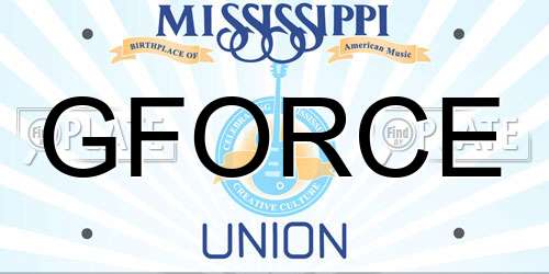 GFORCE Mississippi License Plate