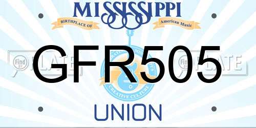 GFR505 Mississippi License Plate