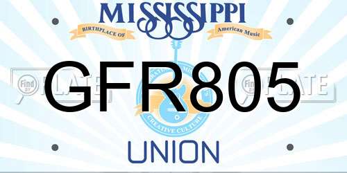 GFR805 Mississippi License Plate