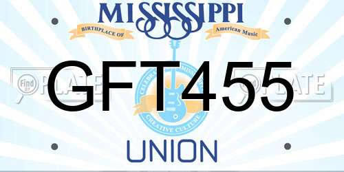 GFT455 Mississippi License Plate