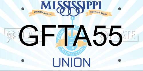 GFTA55 Mississippi License Plate