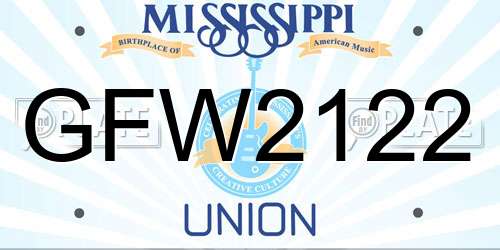GFW2122 Mississippi License Plate