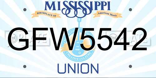 GFW5542 Mississippi License Plate