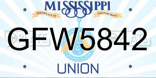 GFW5842 Mississippi License Plate