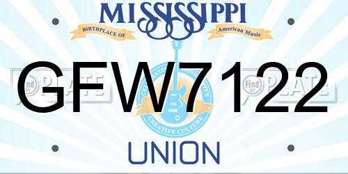 GFW7122 Mississippi License Plate