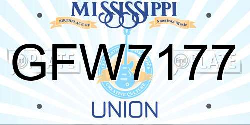 GFW7177 Mississippi License Plate