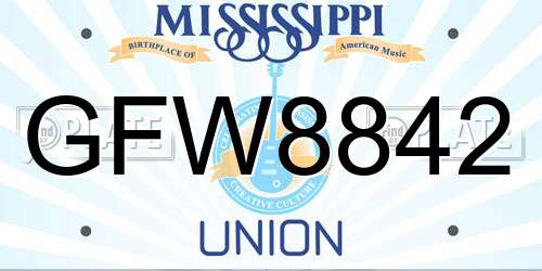 GFW8842 Mississippi License Plate