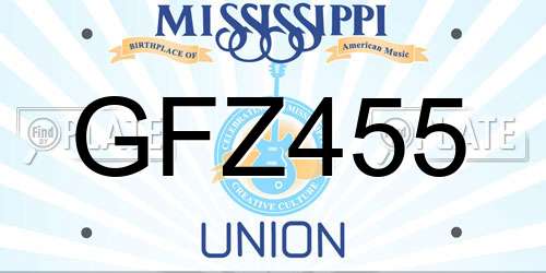 GFZ455 Mississippi License Plate