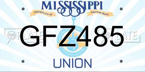 GFZ485 Mississippi License Plate