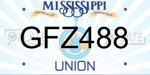 GFZ488 Mississippi License Plate