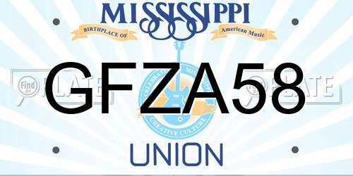 GFZA58 Mississippi License Plate