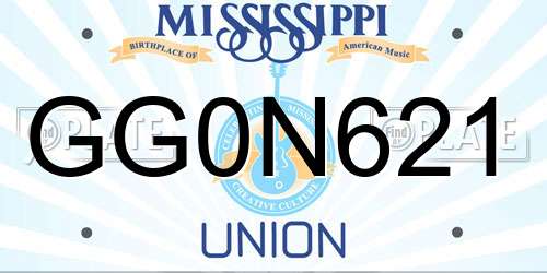GG0N621 Mississippi License Plate
