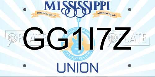 GG1I7Z Mississippi License Plate