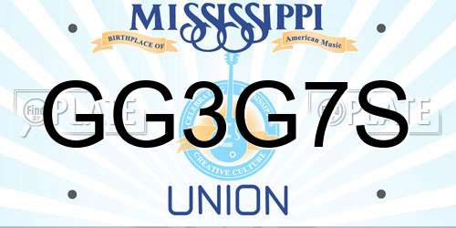GG3G7S Mississippi License Plate