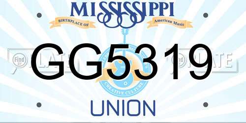 GG5319 Mississippi License Plate