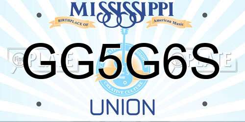 GG5G6S Mississippi License Plate