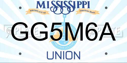 GG5M6A Mississippi License Plate
