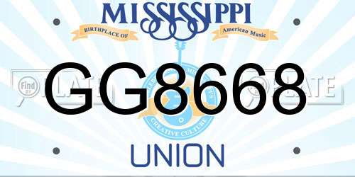GG8668 Mississippi License Plate