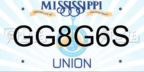 GG8G6S Mississippi License Plate
