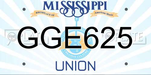 GGE625 Mississippi License Plate