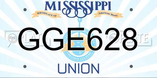 GGE628 Mississippi License Plate