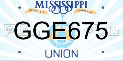 GGE675 Mississippi License Plate