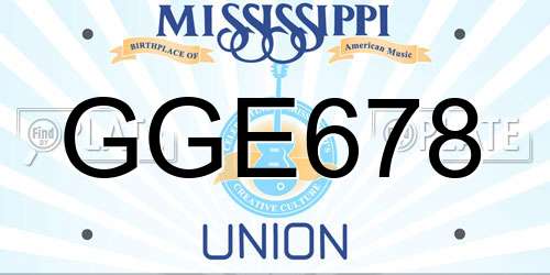 GGE678 Mississippi License Plate