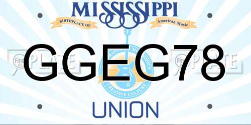 GGEG78 Mississippi License Plate
