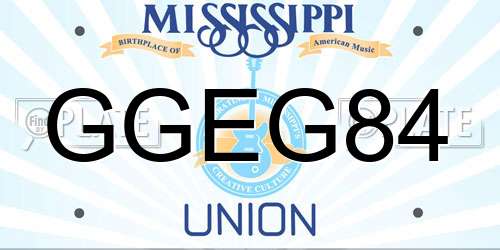 GGEG84 Mississippi License Plate
