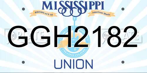 GGH2182 Mississippi License Plate