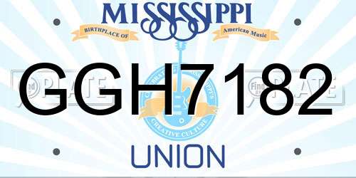 GGH7182 Mississippi License Plate