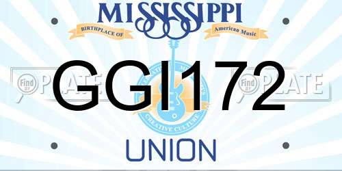 GGI172 Mississippi License Plate