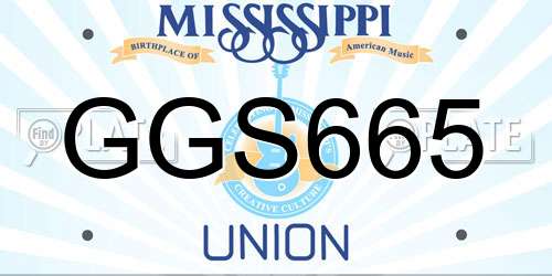 GGS665 Mississippi License Plate