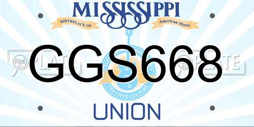 GGS668 Mississippi License Plate