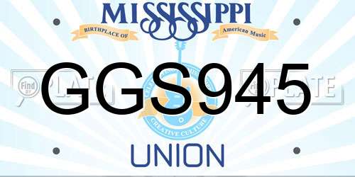 GGS945 Mississippi License Plate