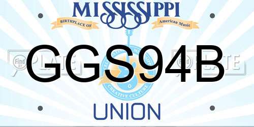 GGS94B Mississippi License Plate