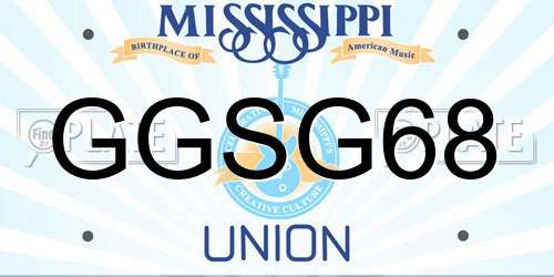 GGSG68 Mississippi License Plate