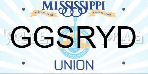 GGSRYD Mississippi License Plate