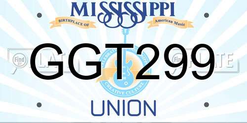 GGT299 Mississippi License Plate