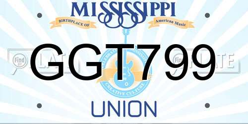 GGT799 Mississippi License Plate