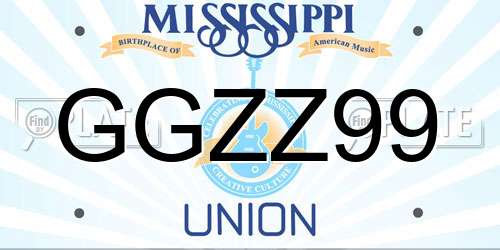 GGZZ99 Mississippi License Plate
