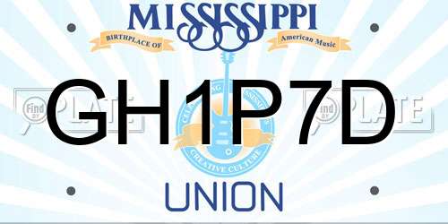 GH1P7D Mississippi License Plate