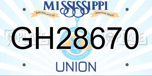 GH28670 Mississippi License Plate