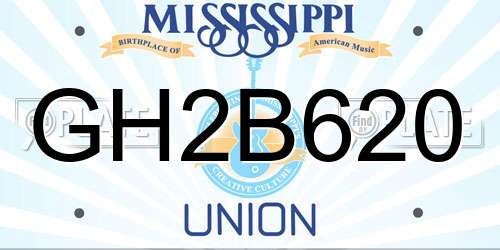 GH2B620 Mississippi License Plate