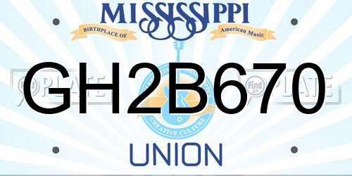 GH2B670 Mississippi License Plate