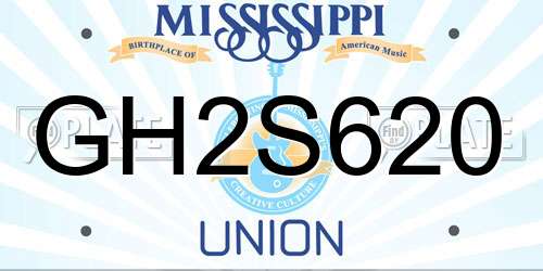 GH2S620 Mississippi License Plate