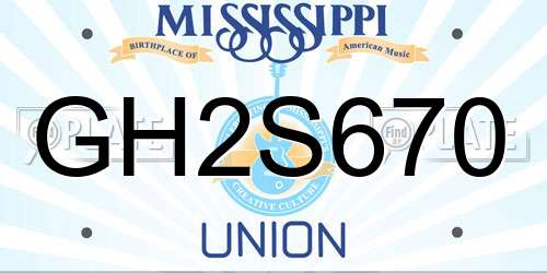 GH2S670 Mississippi License Plate