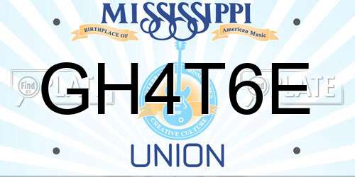 GH4T6E Mississippi License Plate