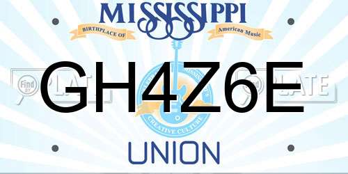 GH4Z6E Mississippi License Plate