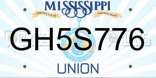 GH5S776 Mississippi License Plate